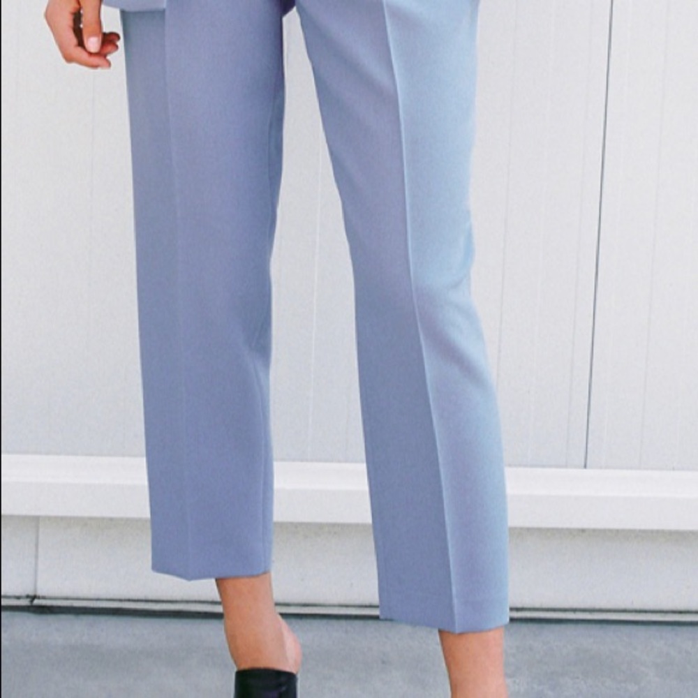 Zara - Pants With Fabric-Covered Belt - Blue - Women